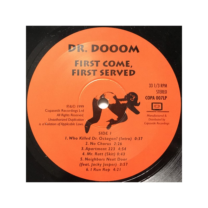 Dr. Dooom ‎– First Come, First Served - NM/VG+